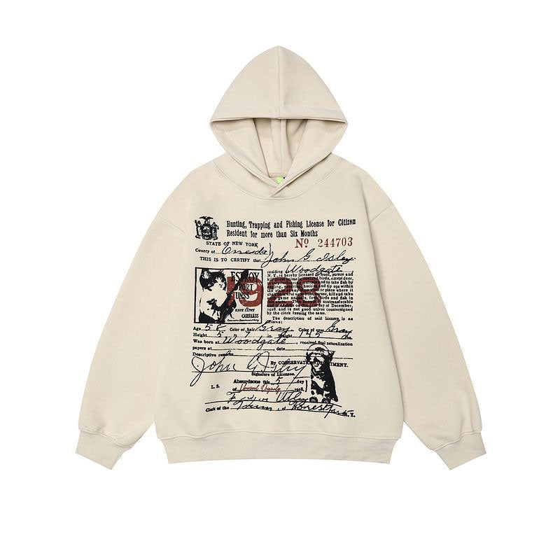AG American Retro Alphabet Cartoon Cat Hoodie