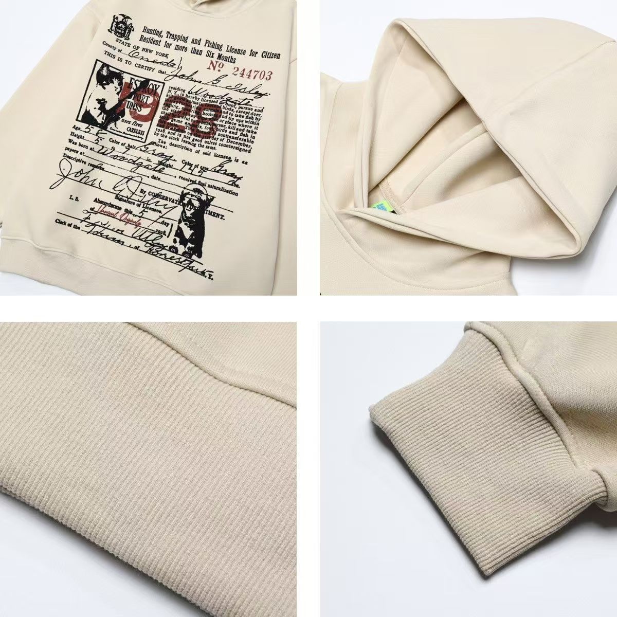 AG American Retro Alphabet Cartoon Cat Hoodie