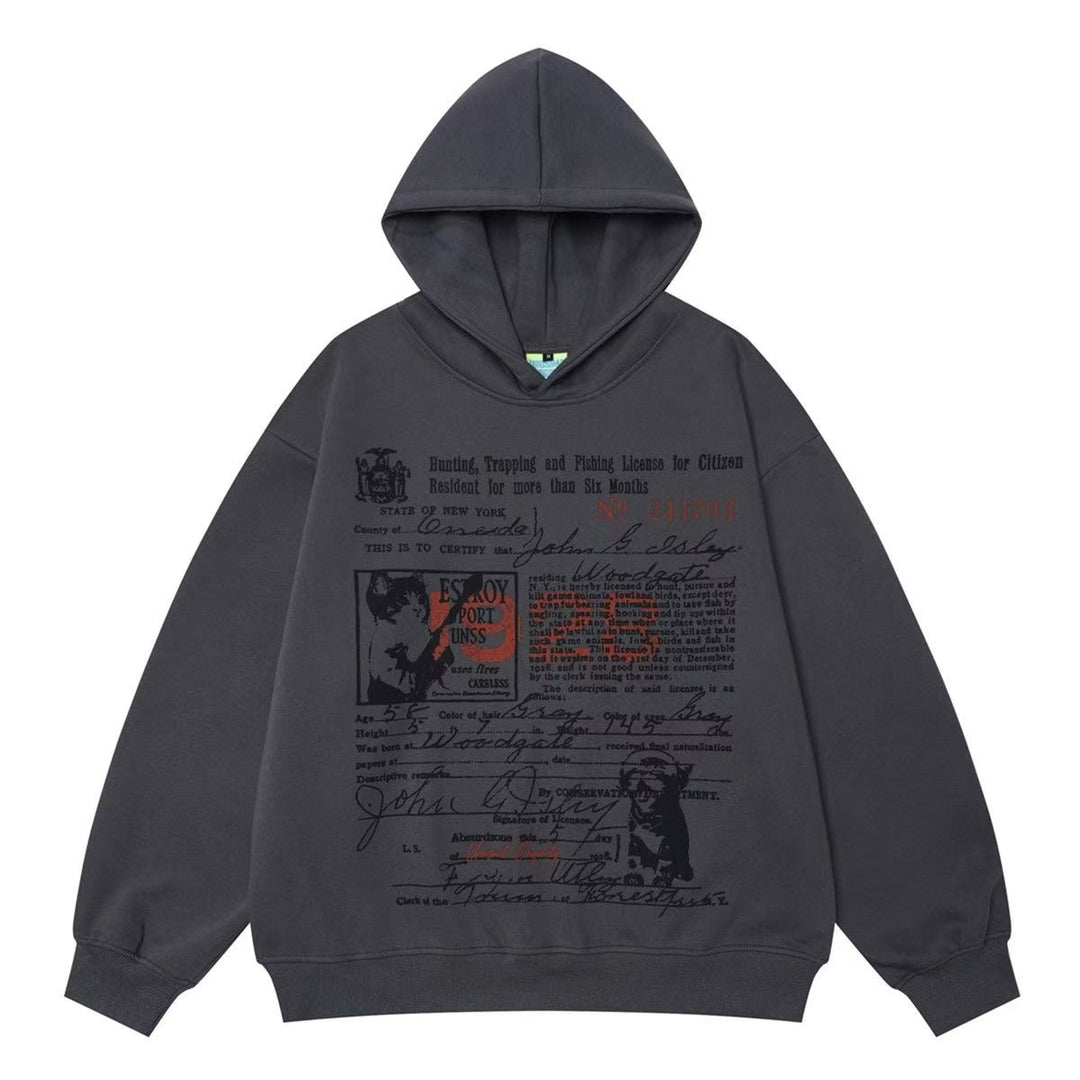 AG American Retro Alphabet Cartoon Cat Hoodie