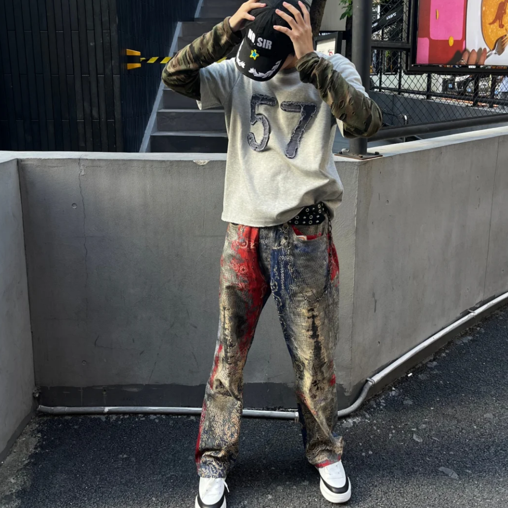 DF |Vibe Paisley Digital Print Jeans