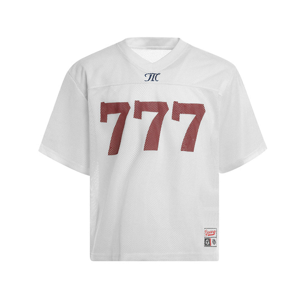 Evokyn Jersey Lucky Letter Print Quick Dry V-neck T-shirt