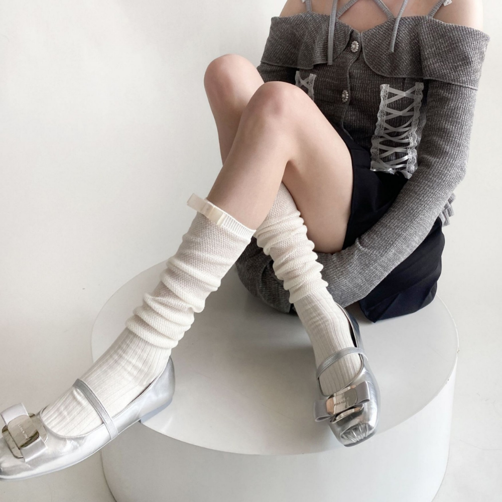 Summer Bow Calf Socks