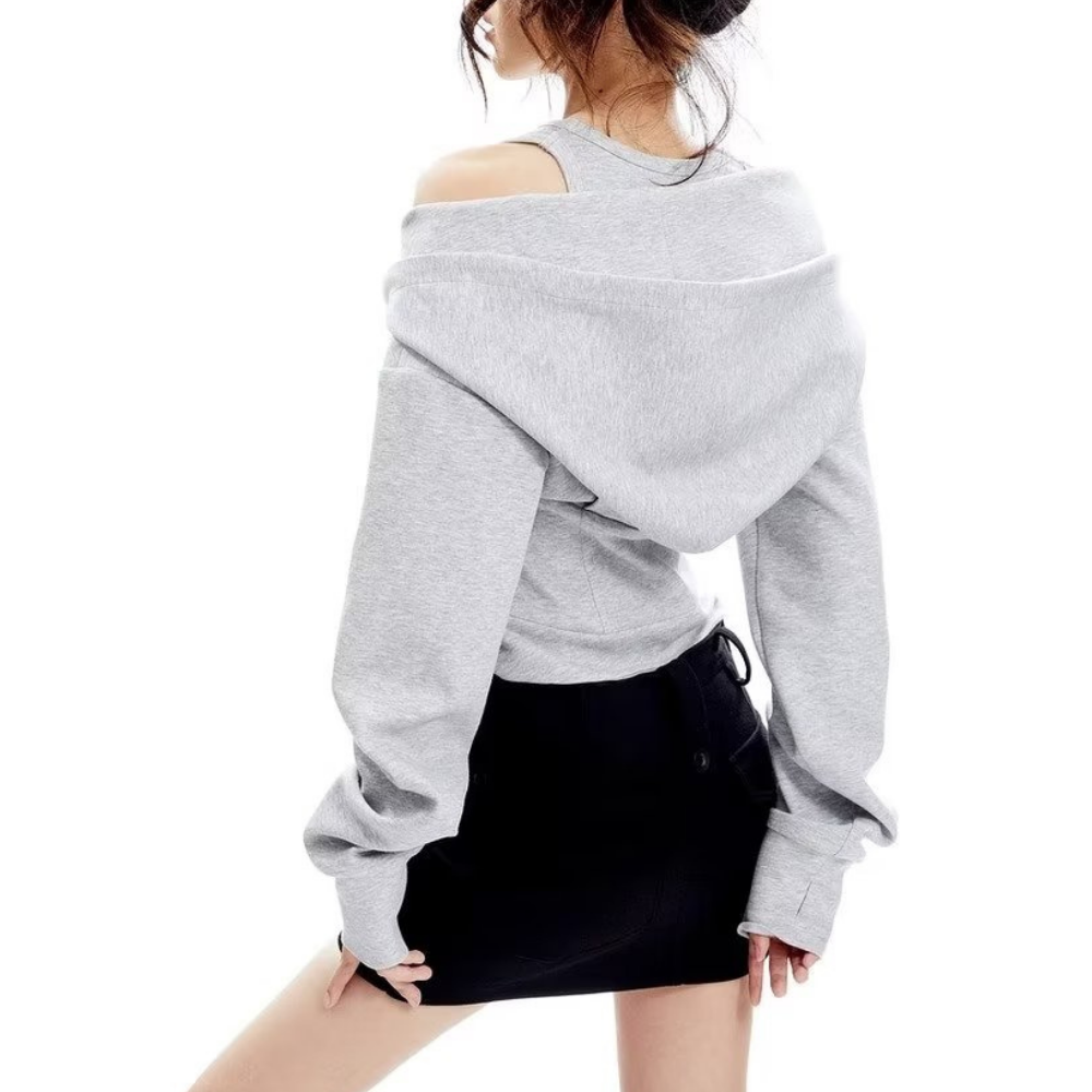 Women's Solid Color Halter Hoodie