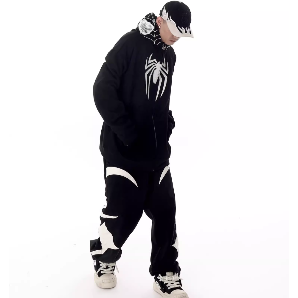 High Street Spider Flocked Couple Hoodie