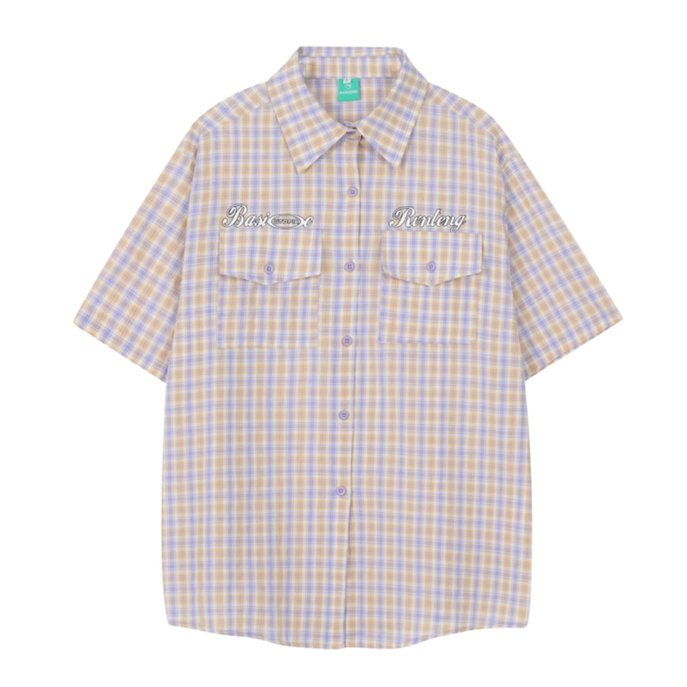 Preppy Lettering Check Shirt