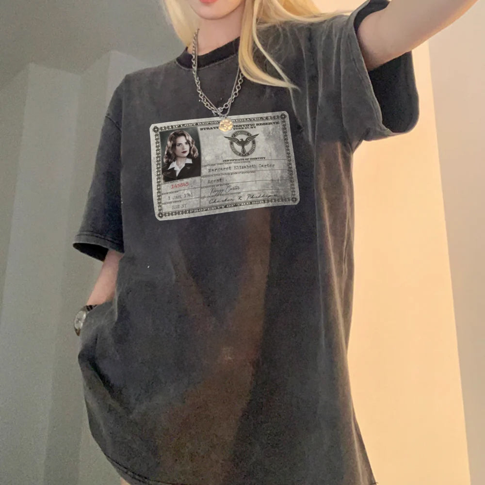 Evokyn Washed Marvel Female Agent ID Graphic T-Shirt