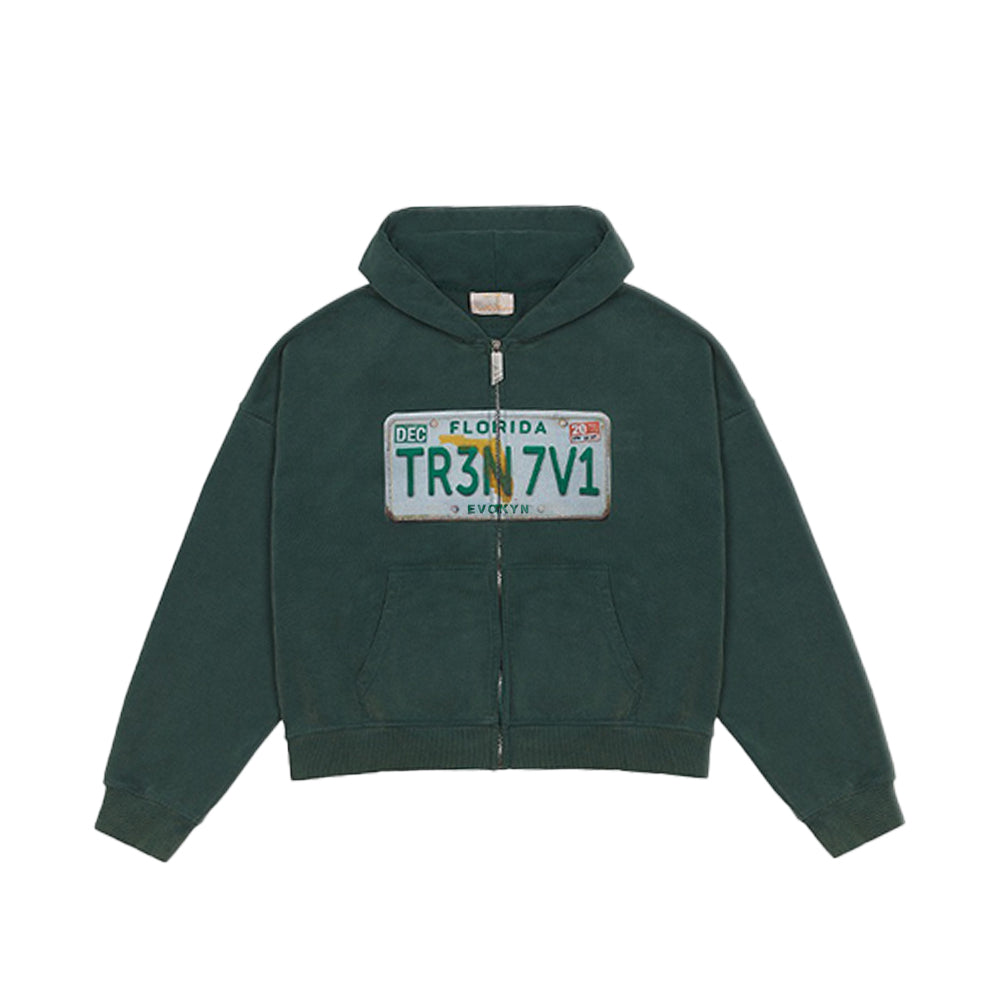 Evokyn New York License Plate Zip Hoodie