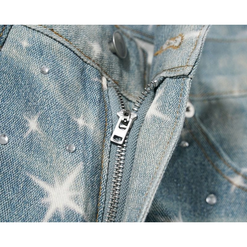 LoopStone Crystal Wash Wide-Leg Shining Stars Jeans