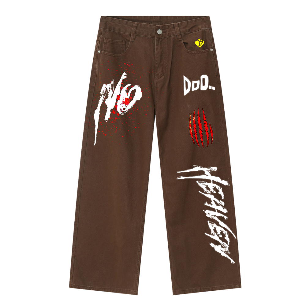 DF|Bear Claw Letter Print Jeans