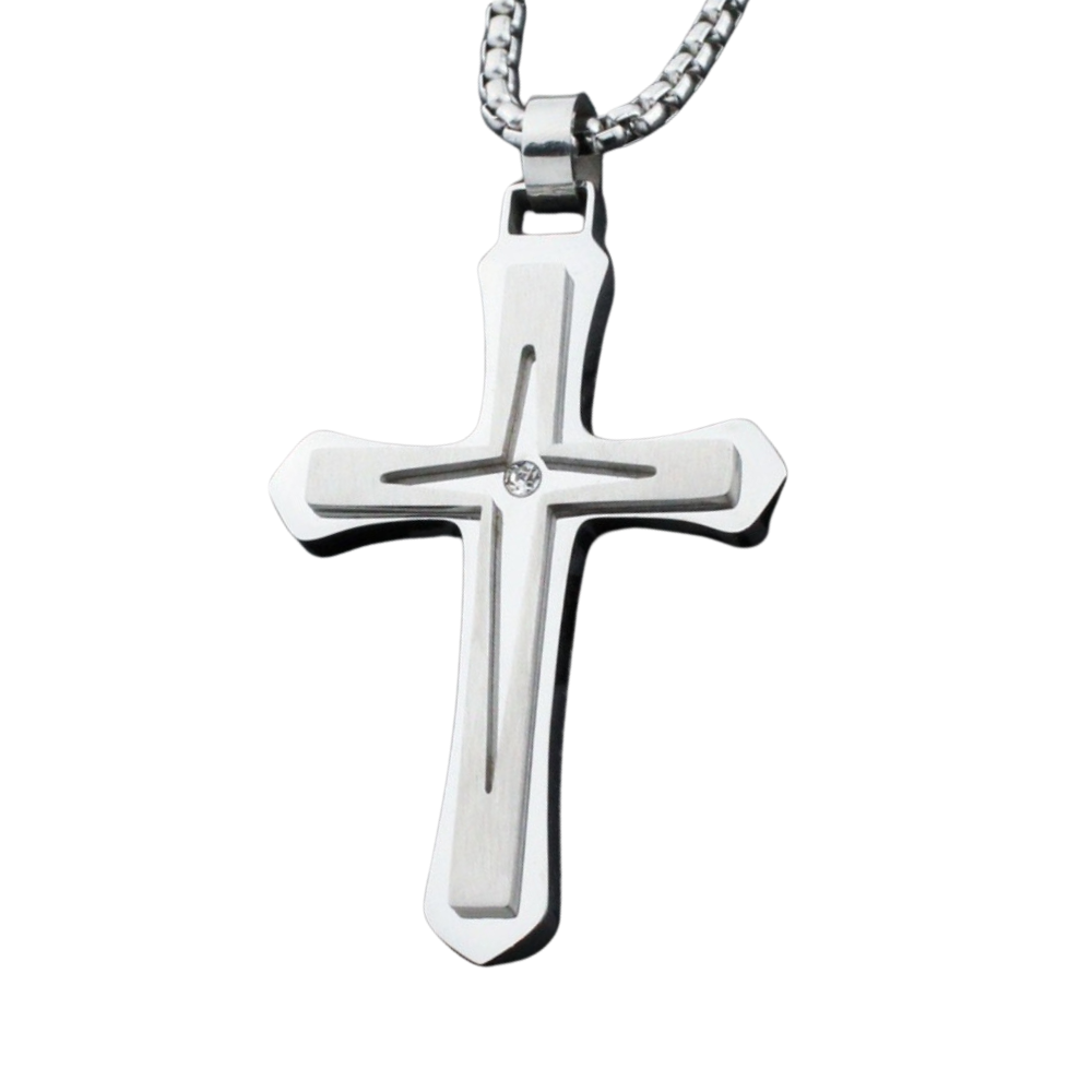 American Two Color Cross Necklace