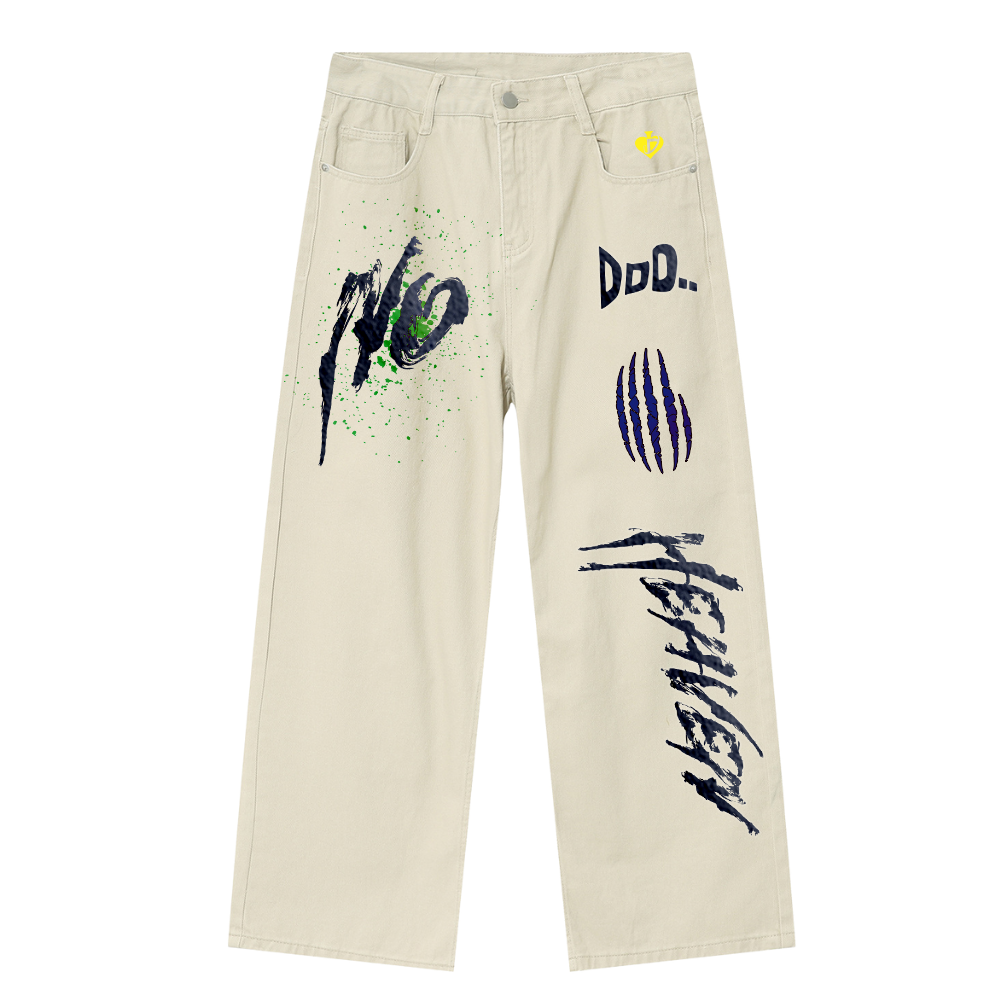 DF|Bear Claw Letter Print Jeans