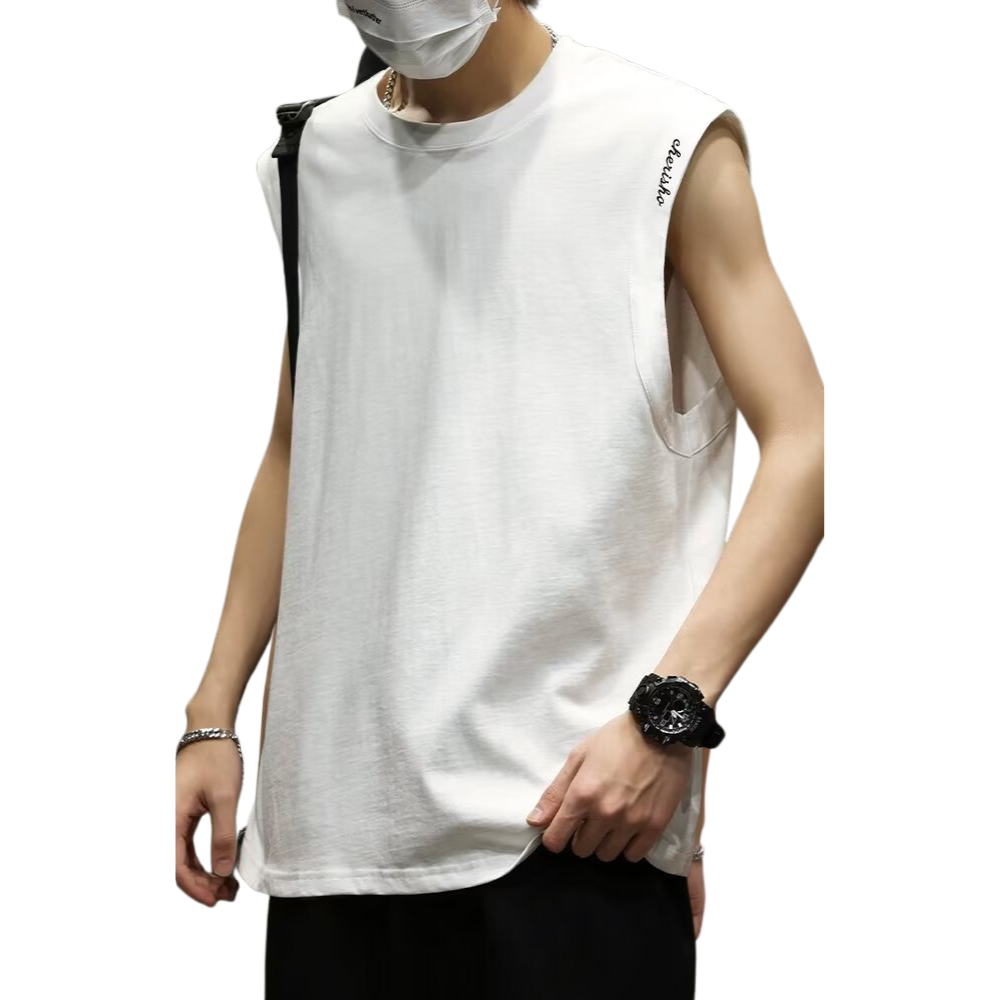 Sports Solid Letter Embroidery Vest