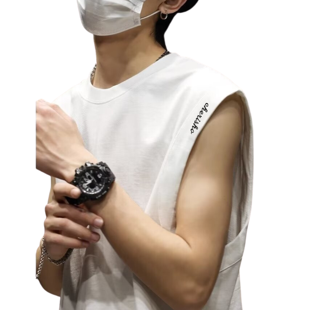 Sports Solid Letter Embroidery Vest