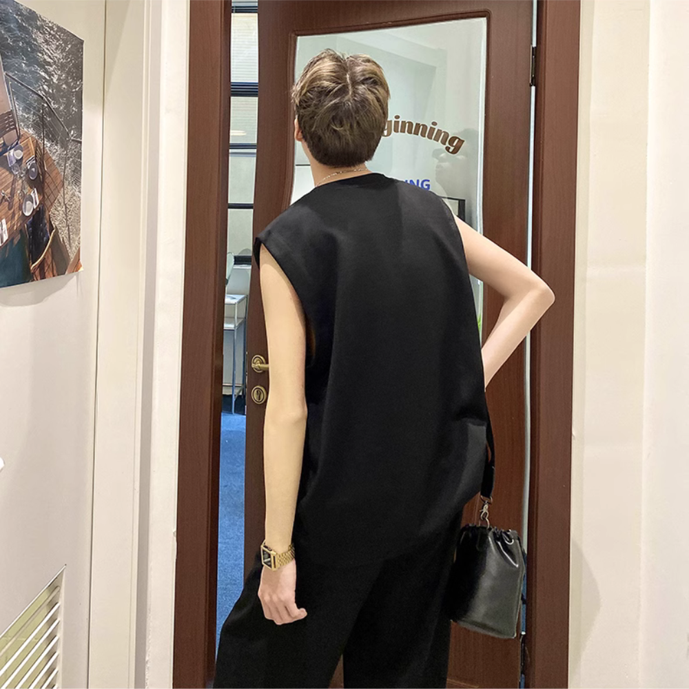 Sports Solid Letter Embroidery Vest