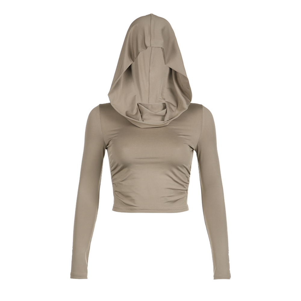 Women's Solid Color Hooded Long Sleeve