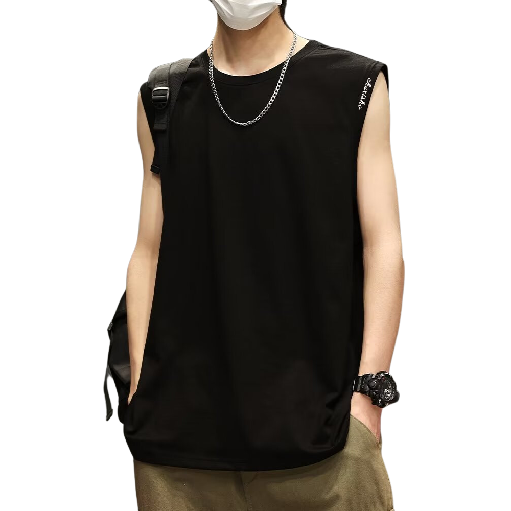 Sports Solid Letter Embroidery Vest