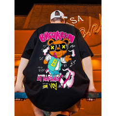 Street Philanthropist Hip Hop Bear T-Shirt Men ins Short Sleeves Details