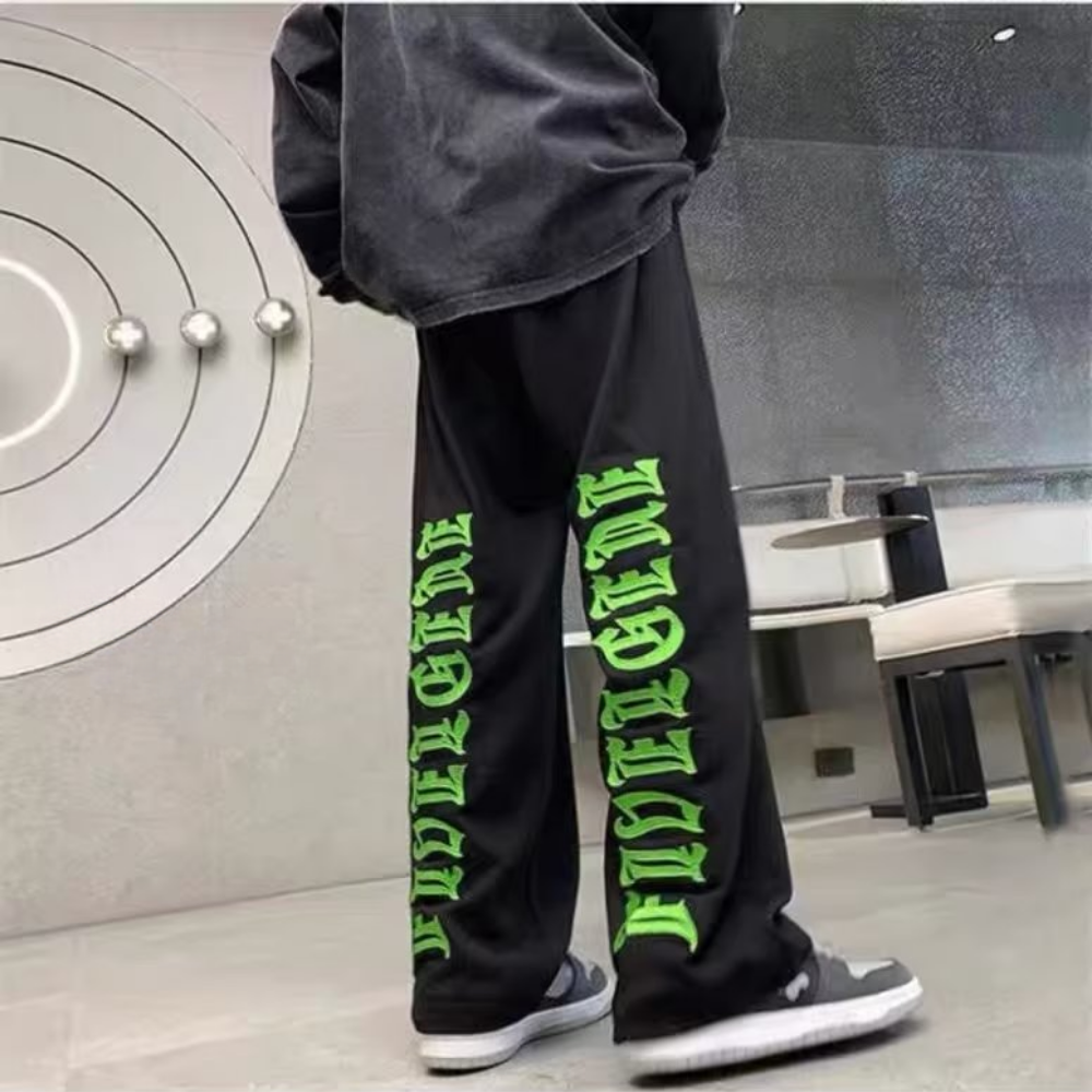 High Street Green Embroidered Lettering Lounge Pants