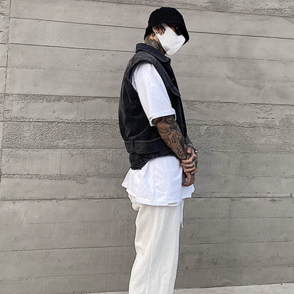 High Street Multi-Pocket Cargo Denim Vest