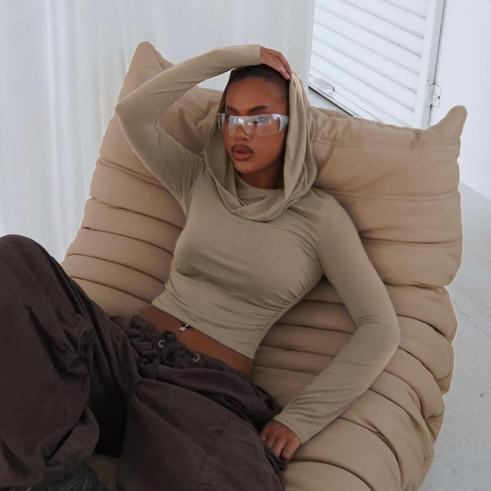 Women's Solid Color Hooded Long Sleeve