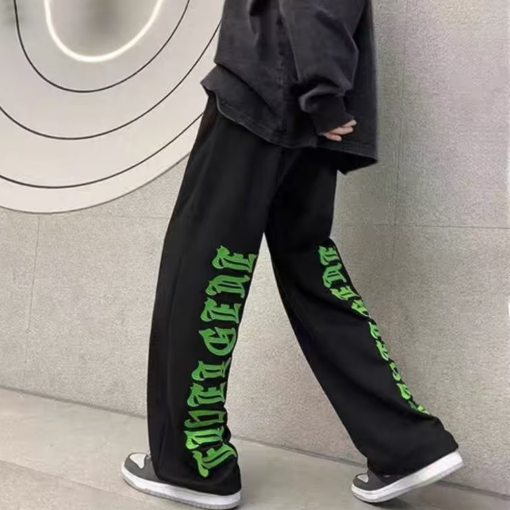 High Street Green Embroidered Lettering Lounge Pants