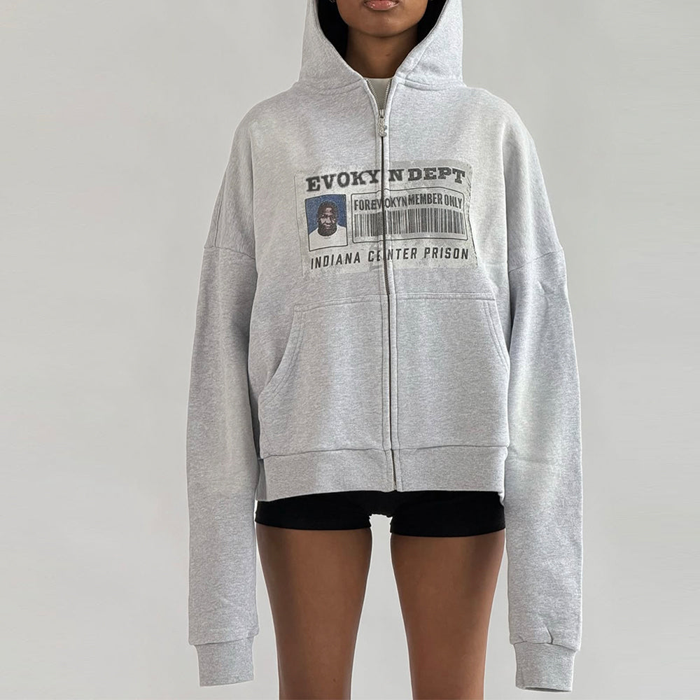 Evokyn Prison ID Zip-Up Hoodie