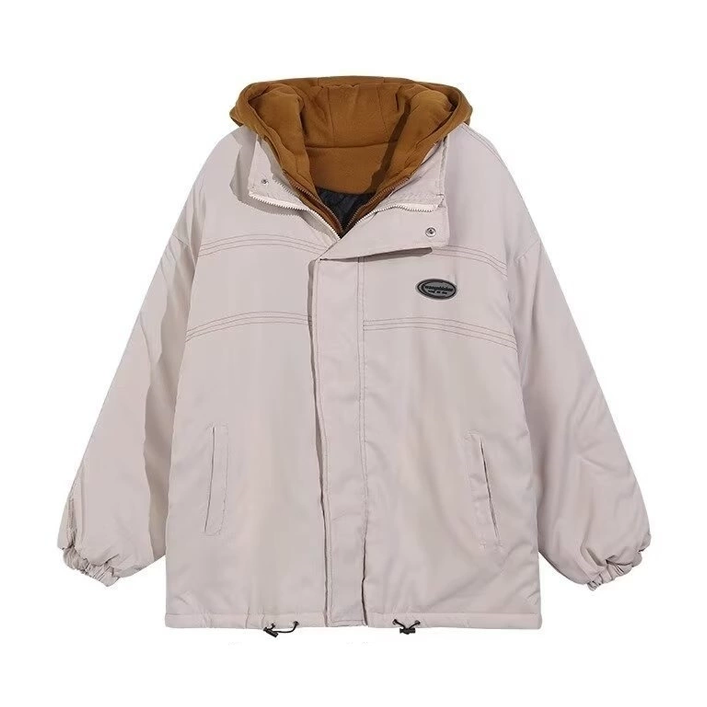 retro Contrast Color Fake Two Pieces Coat