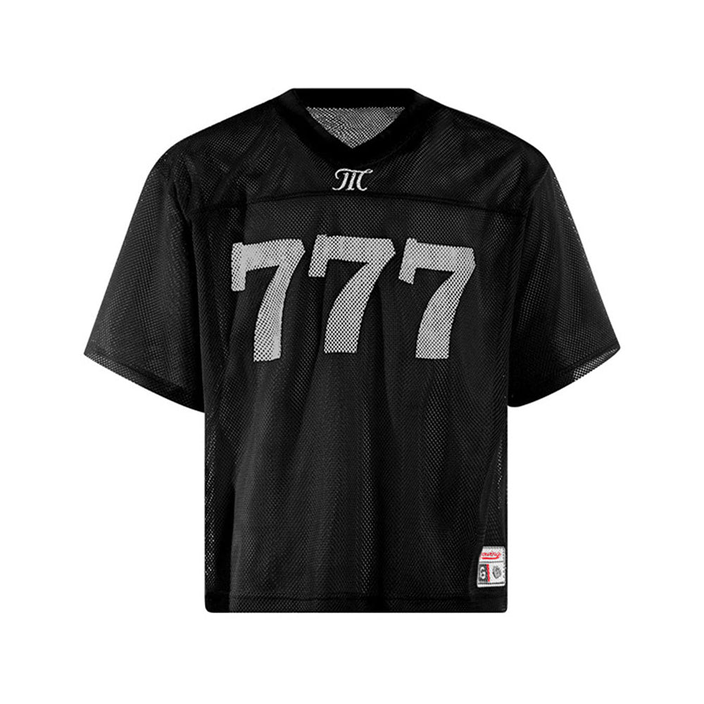 Evokyn Jersey Lucky Letter Print Quick Dry V-neck T-shirt