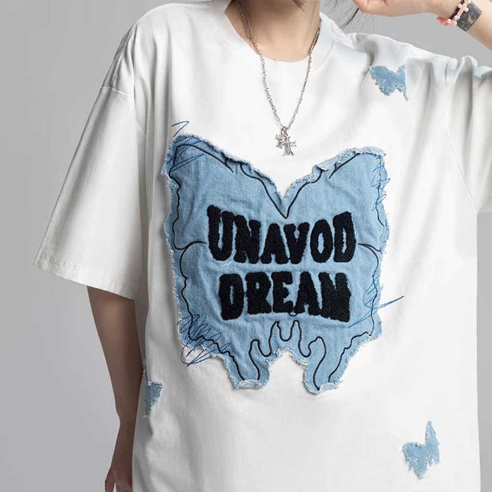 Butterfly Denim Patch T-Shirt