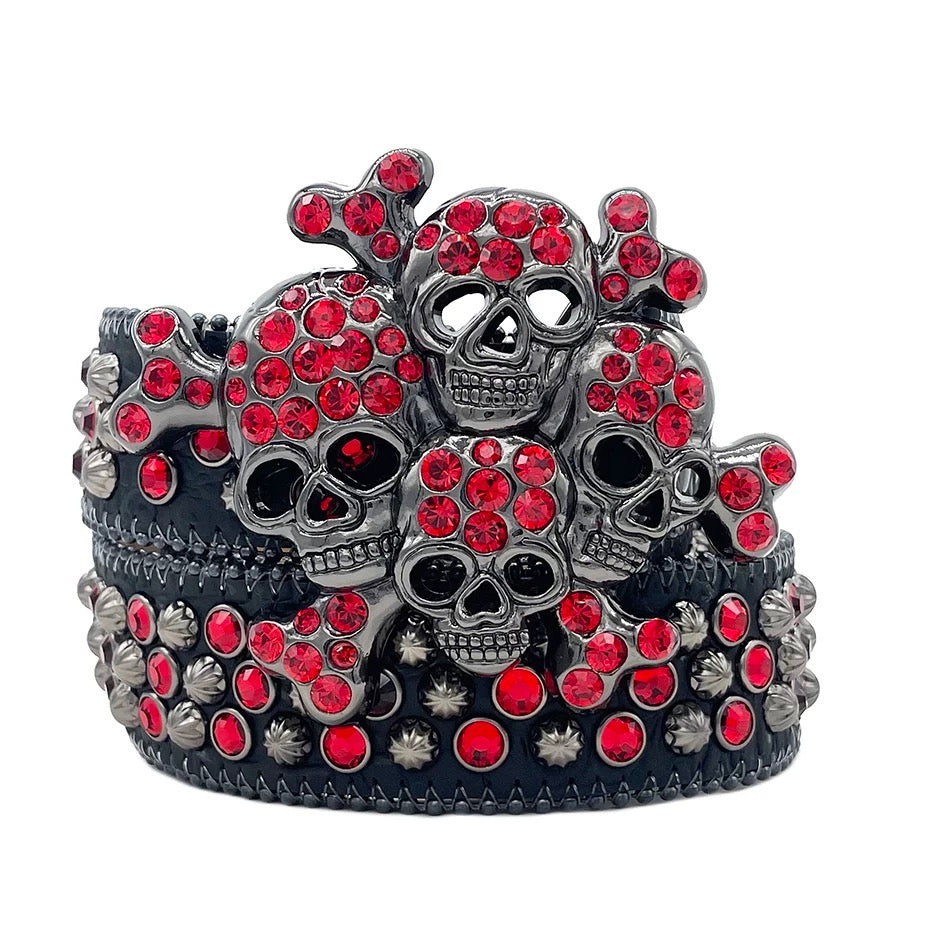 LoopStone Luxury® Rule the Night — Rhinestone Skull Belt