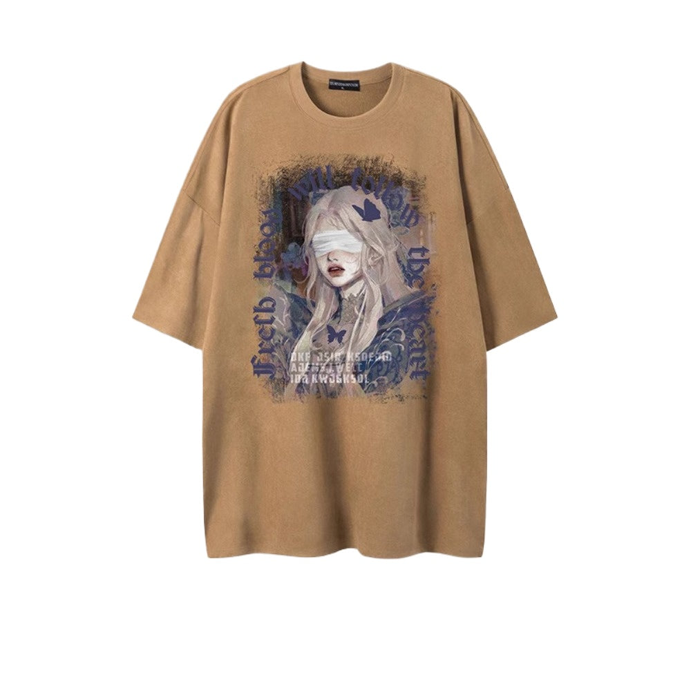 Street Philanthropist American Vintage Character Print Short Sleeve