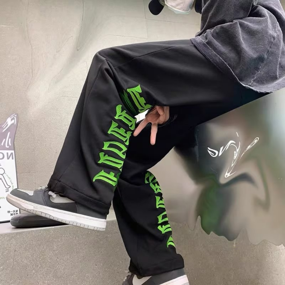 High Street Green Embroidered Lettering Lounge Pants