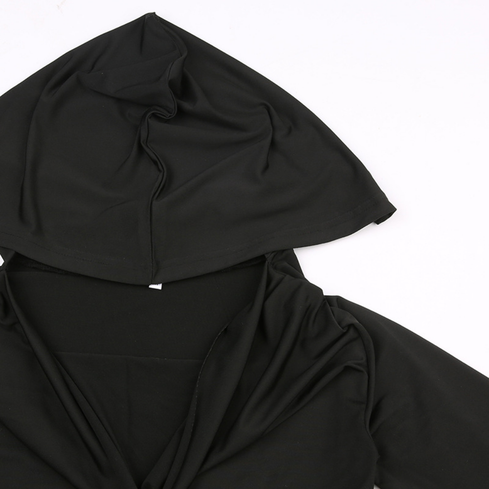 Women's Solid Color Hooded Long Sleeve