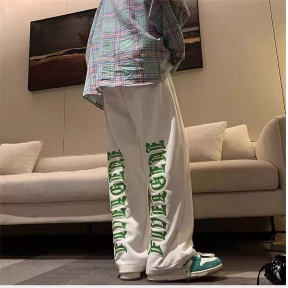 High Street Green Embroidered Lettering Lounge Pants