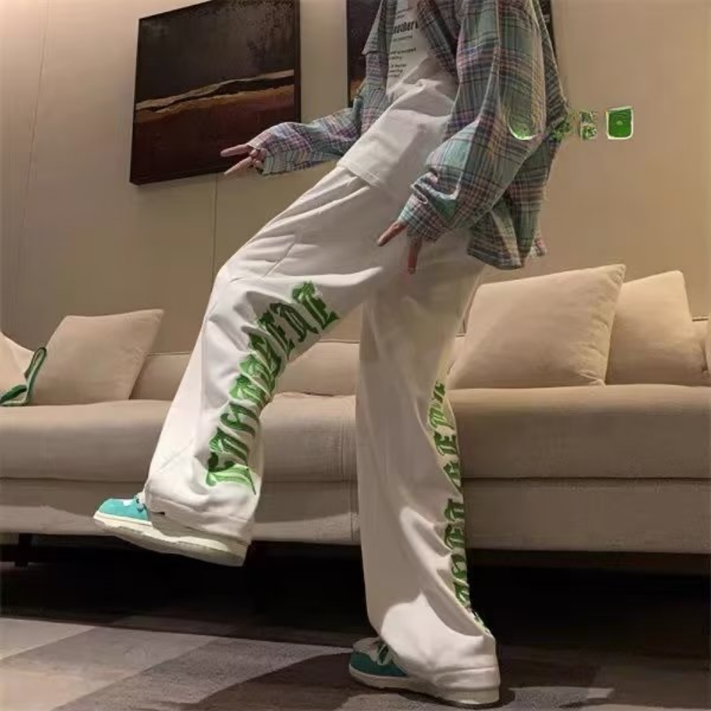 High Street Green Embroidered Lettering Lounge Pants