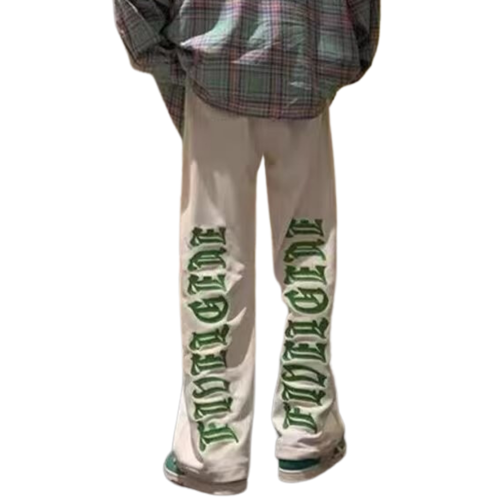 High Street Green Embroidered Lettering Lounge Pants