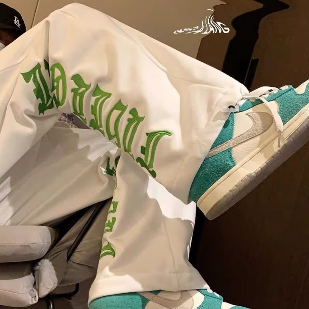 High Street Green Embroidered Lettering Lounge Pants