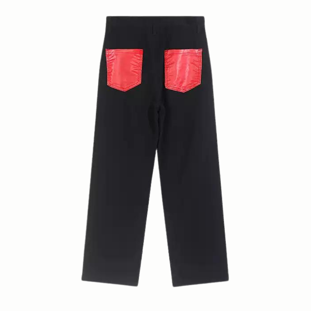 DF| Famous Star Leather Label Patch Jeans