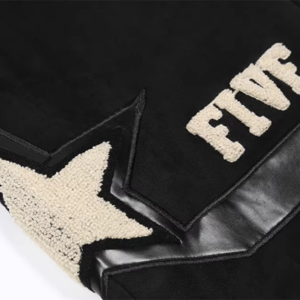 Letter flocking PU stitching Sweatpants