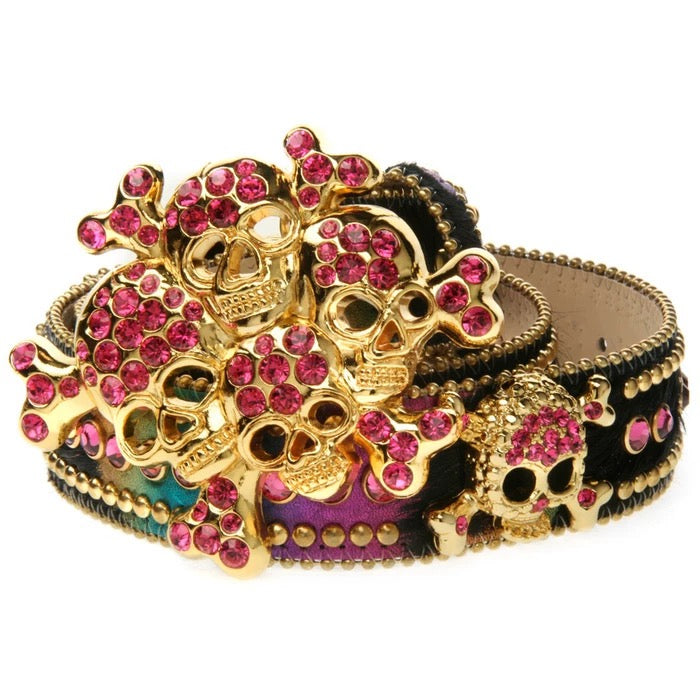 LoopStone Luxury® Rule the Night — Rhinestone Skull Belt
