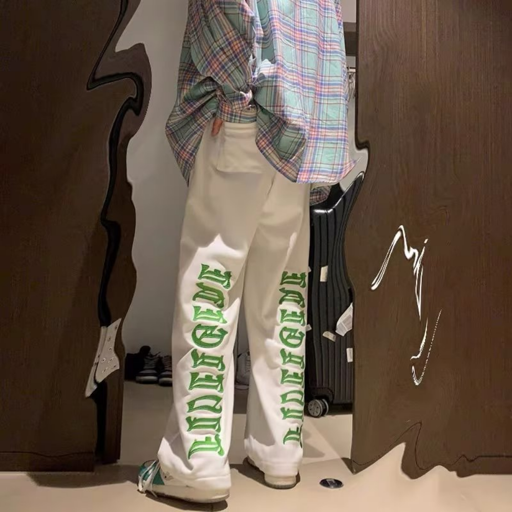 High Street Green Embroidered Lettering Lounge Pants
