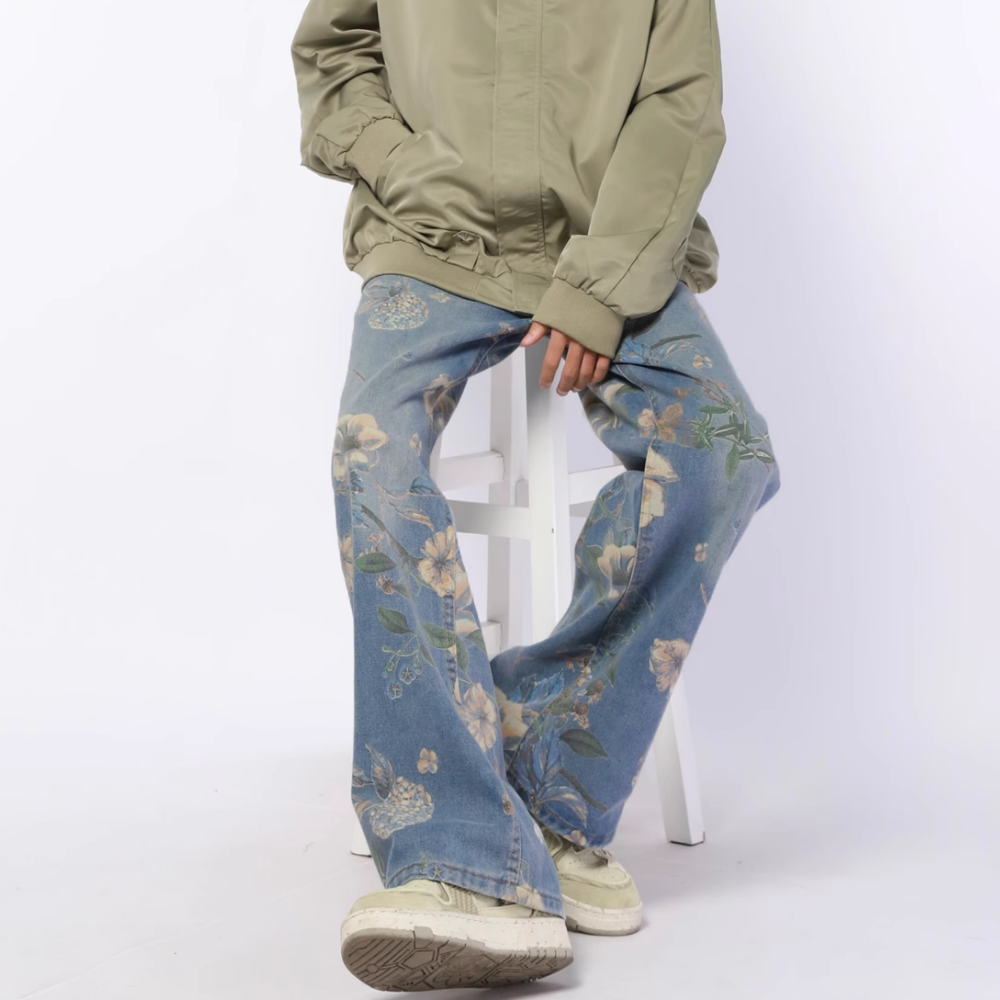 DF High Street Floral Print Wide Leg Jeans