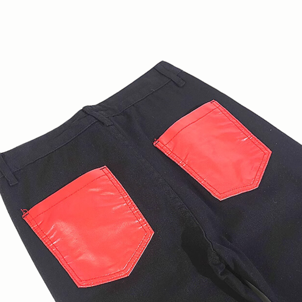 DF| Famous Star Leather Label Patch Jeans