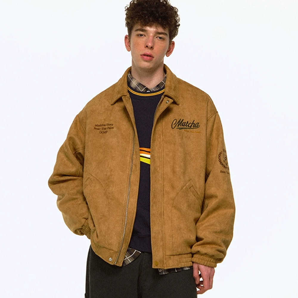 American Suede Embroidered Lapels Jacket