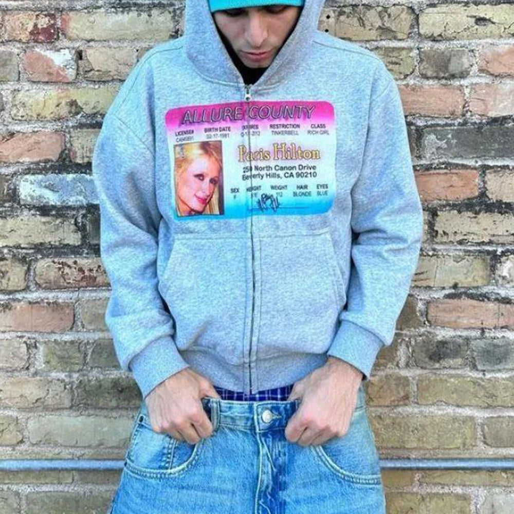 Evokyn California License Paris Hilton ID Zip Hoodie