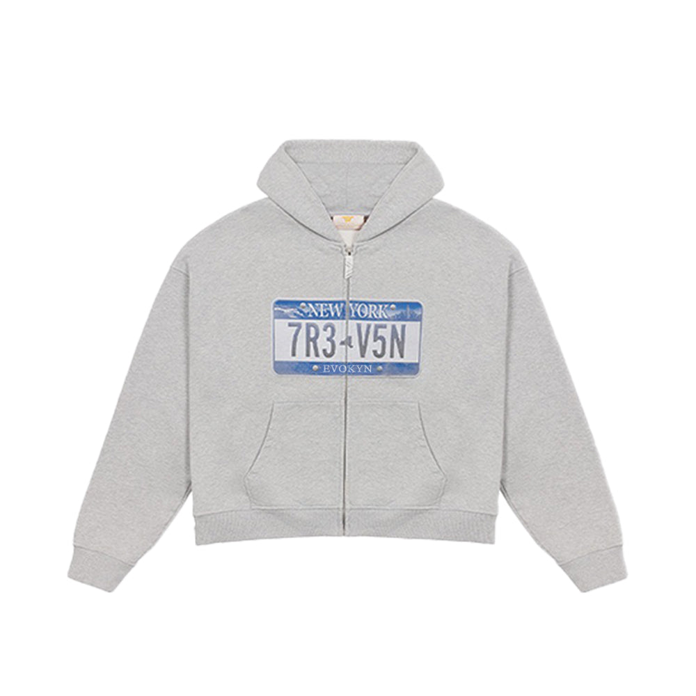 Evokyn New York License Plate Zip Hoodie