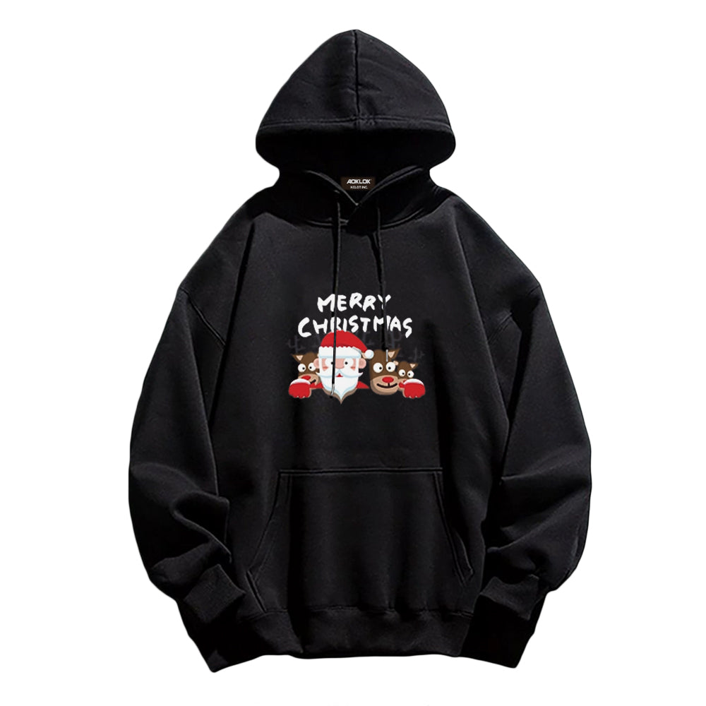 Cute Santa Claus And Elk Hoodie