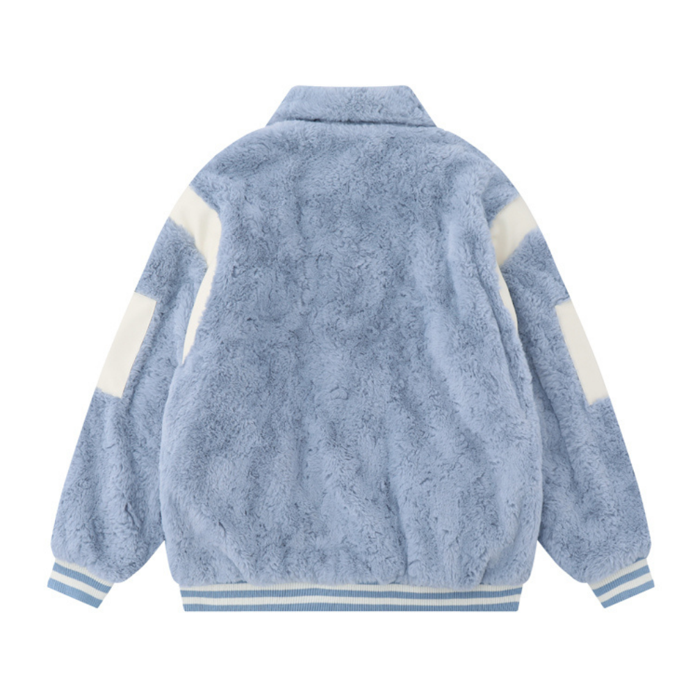 Street Leather Button Splicing Coat