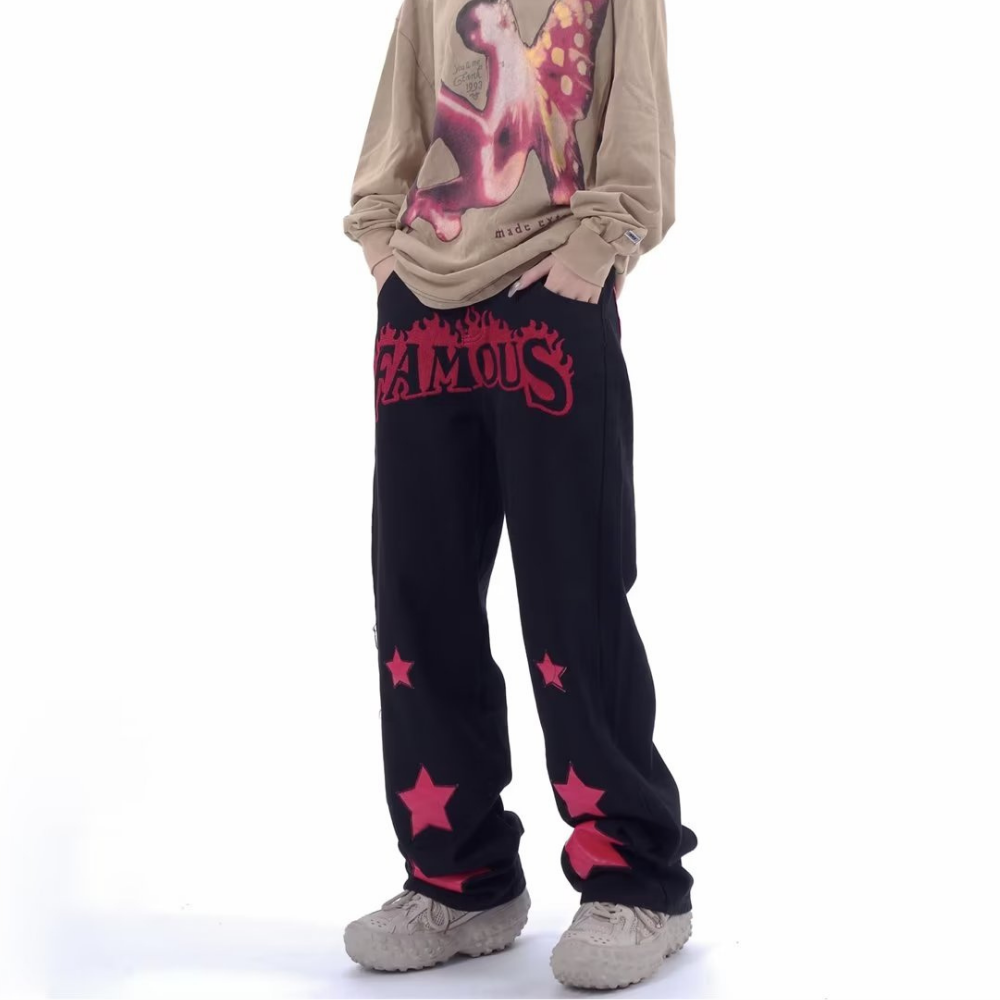 DF| Famous Star Leather Label Patch Jeans