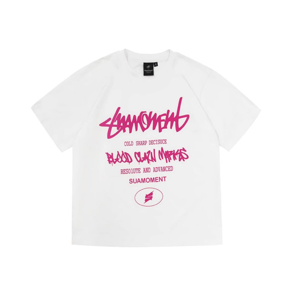 Street Philanthropist Scratch Graffiti Letter Print Short Sleeve
